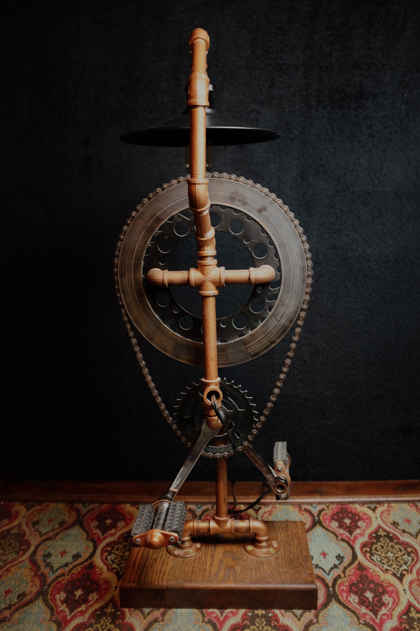 Bicycle Sprocket & Pedals / Brake Rotor Cast Iron Pipe Lamp