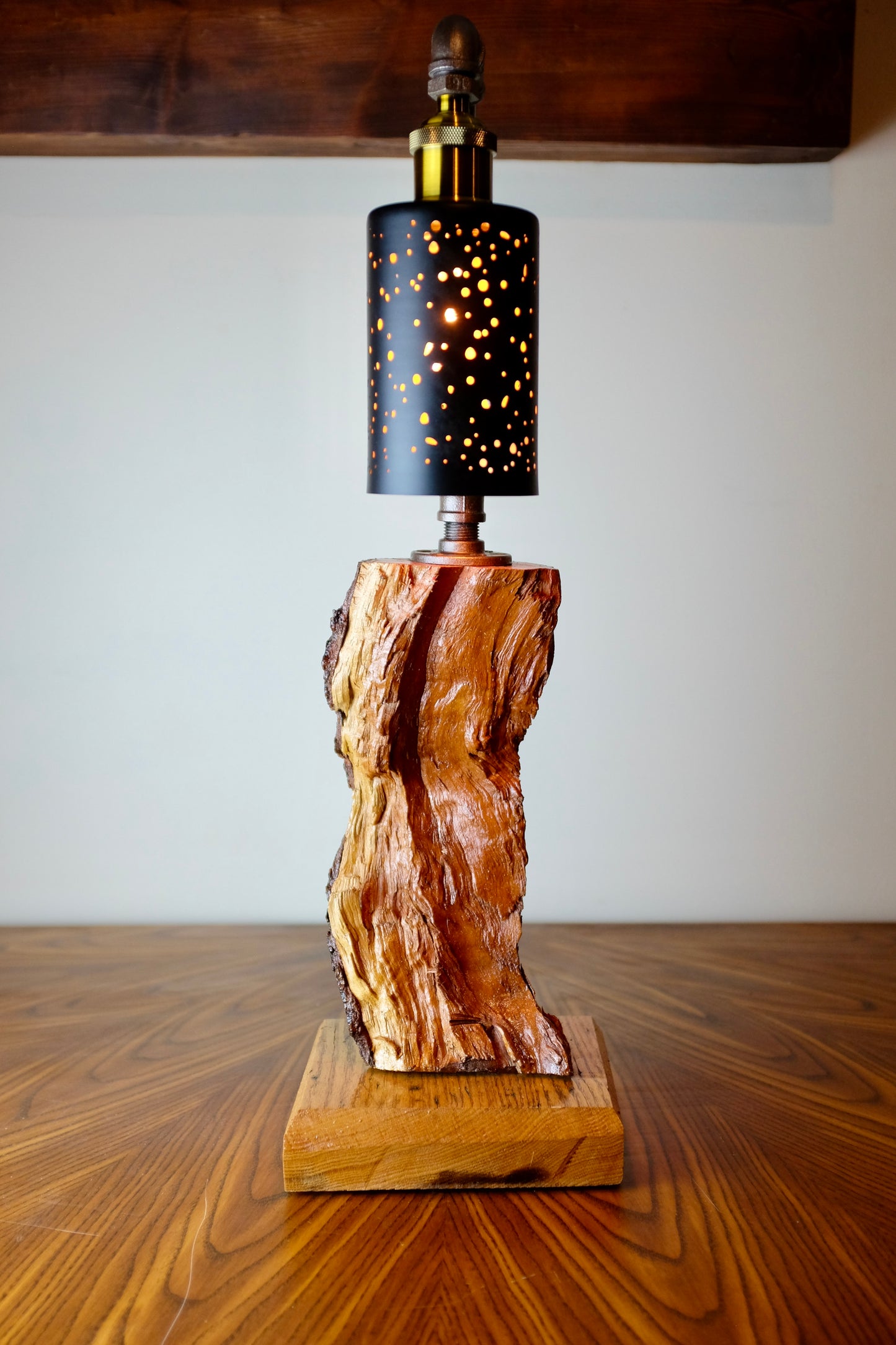 Oak Firewood Table Lamp