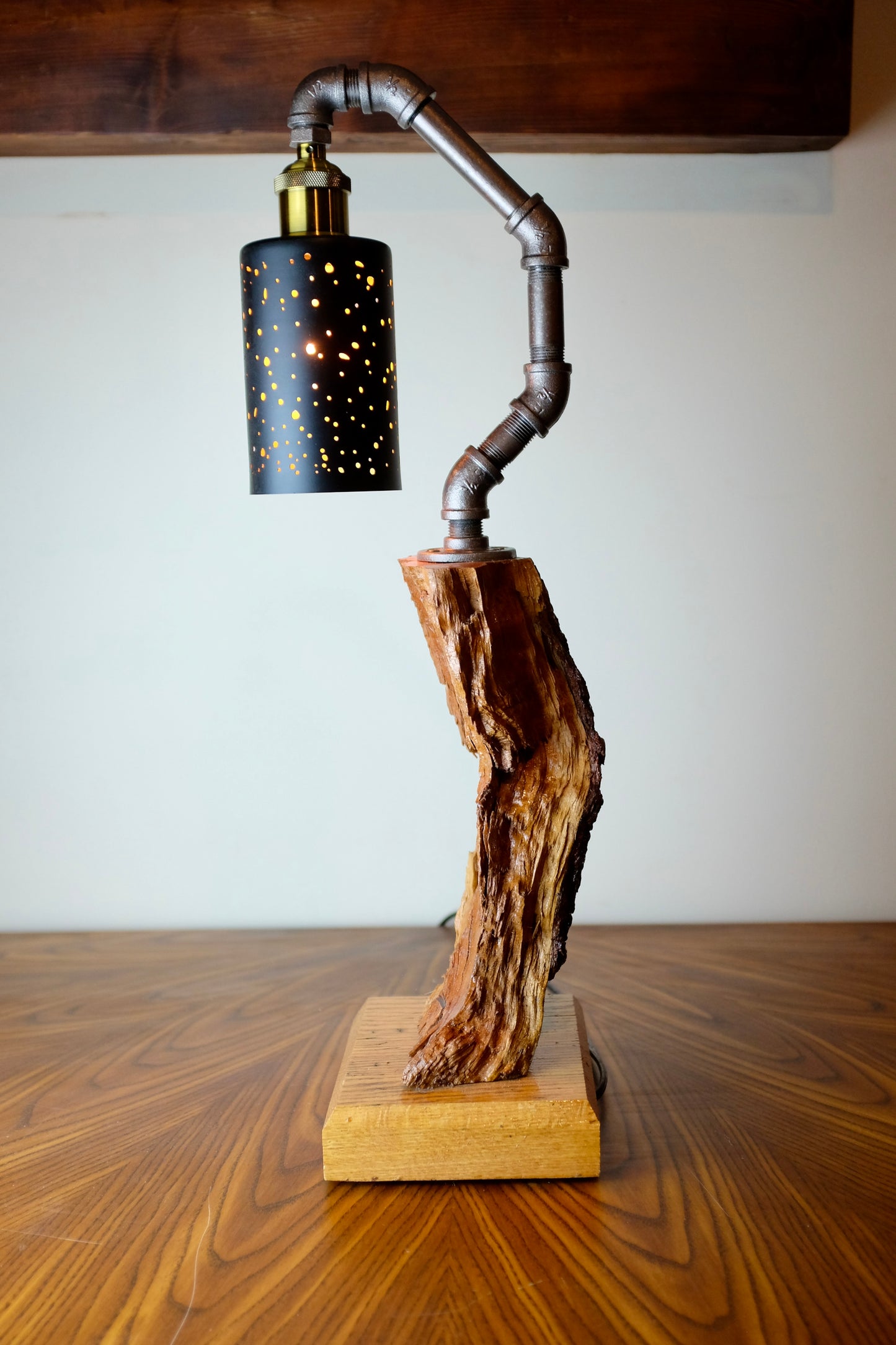 Oak Firewood Table Lamp