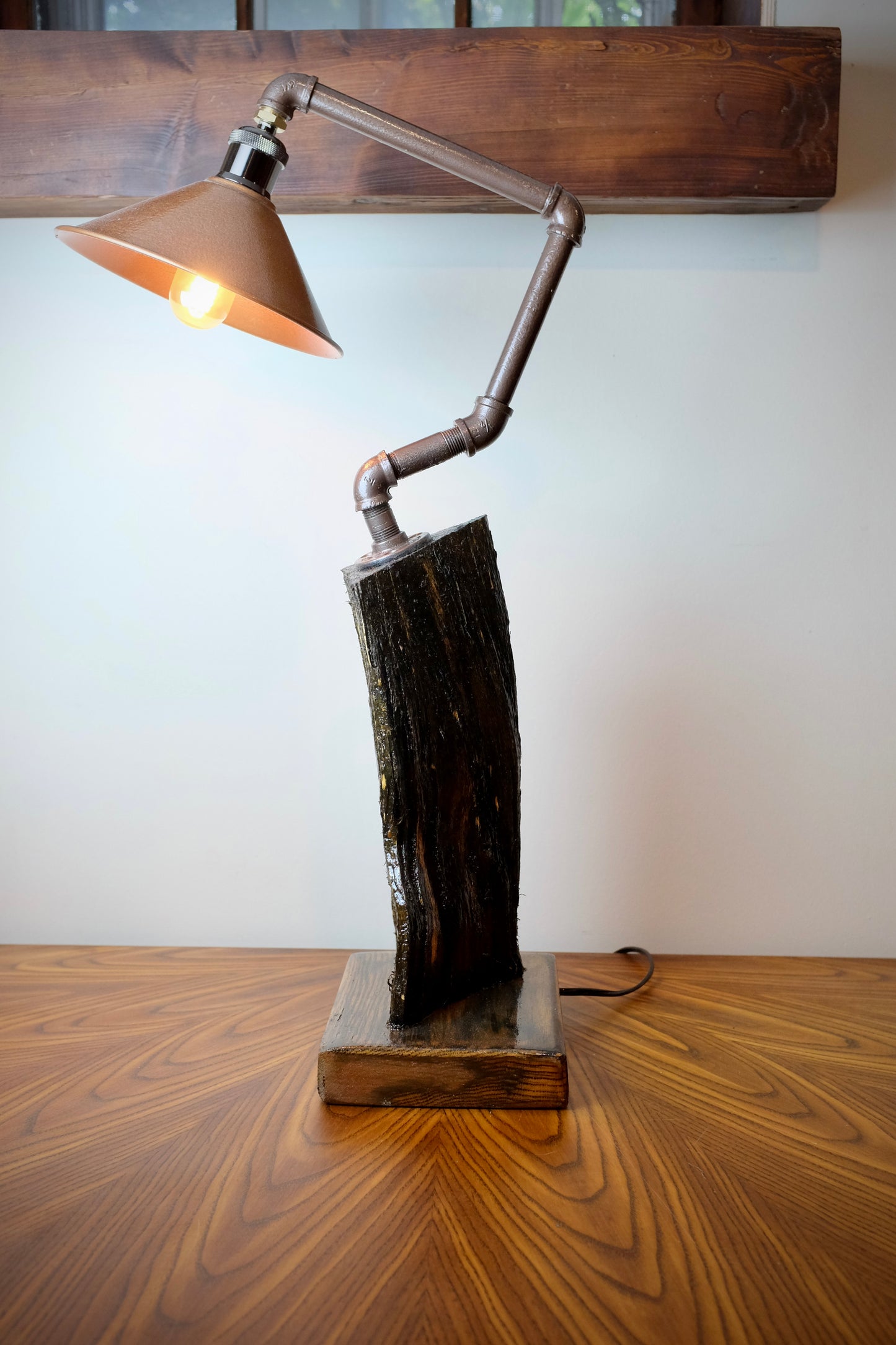 Oak Firewood Table Lamp