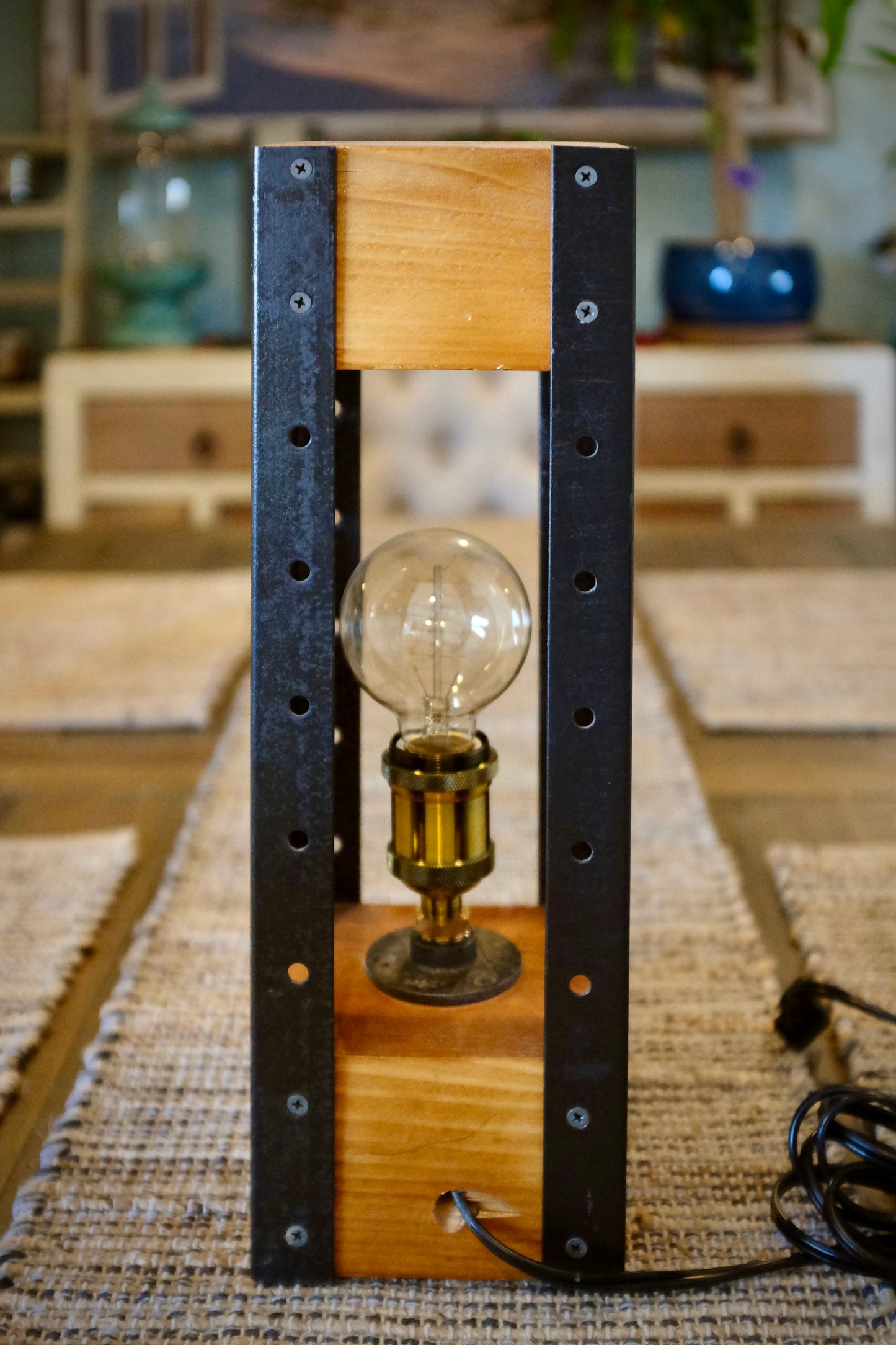Industrial Style Table Lamp ft. Reclaimed Slow Growth Pine