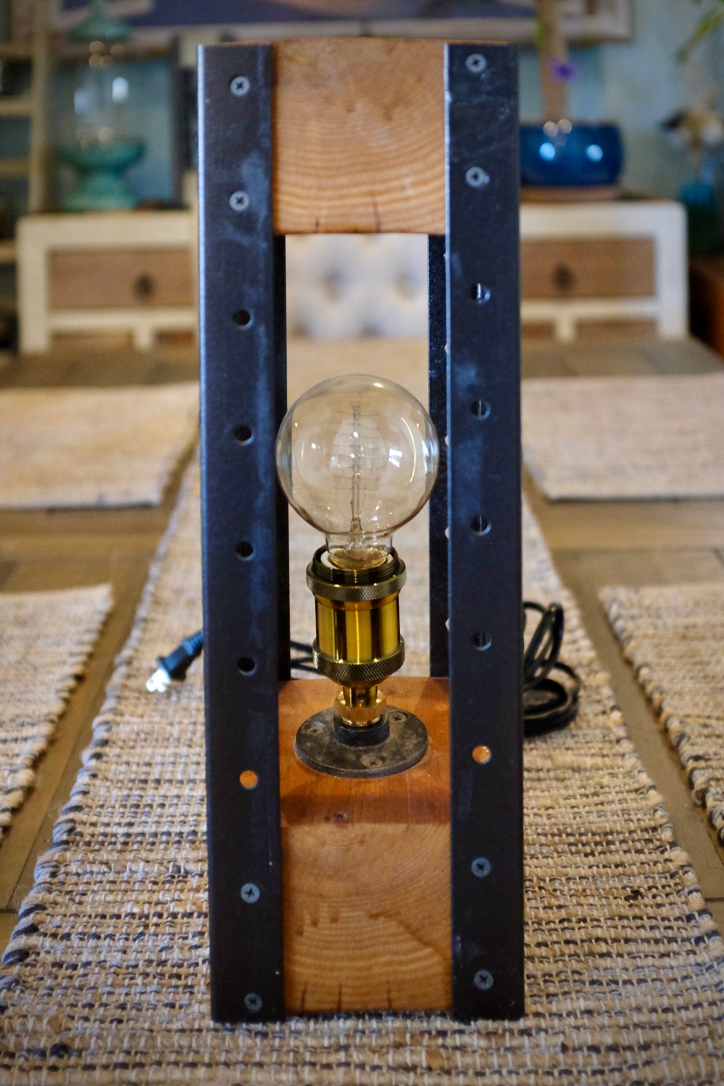 Industrial Style Table Lamp ft. Reclaimed Slow Growth Pine