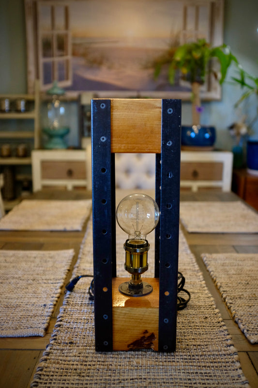 Industrial Style Table Lamp ft. Reclaimed Slow Growth Pine