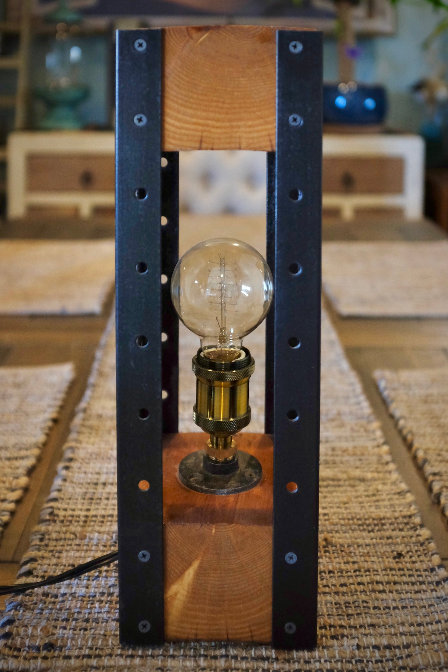 Industrial Style Table Lamp ft. Reclaimed Slow Growth Pine