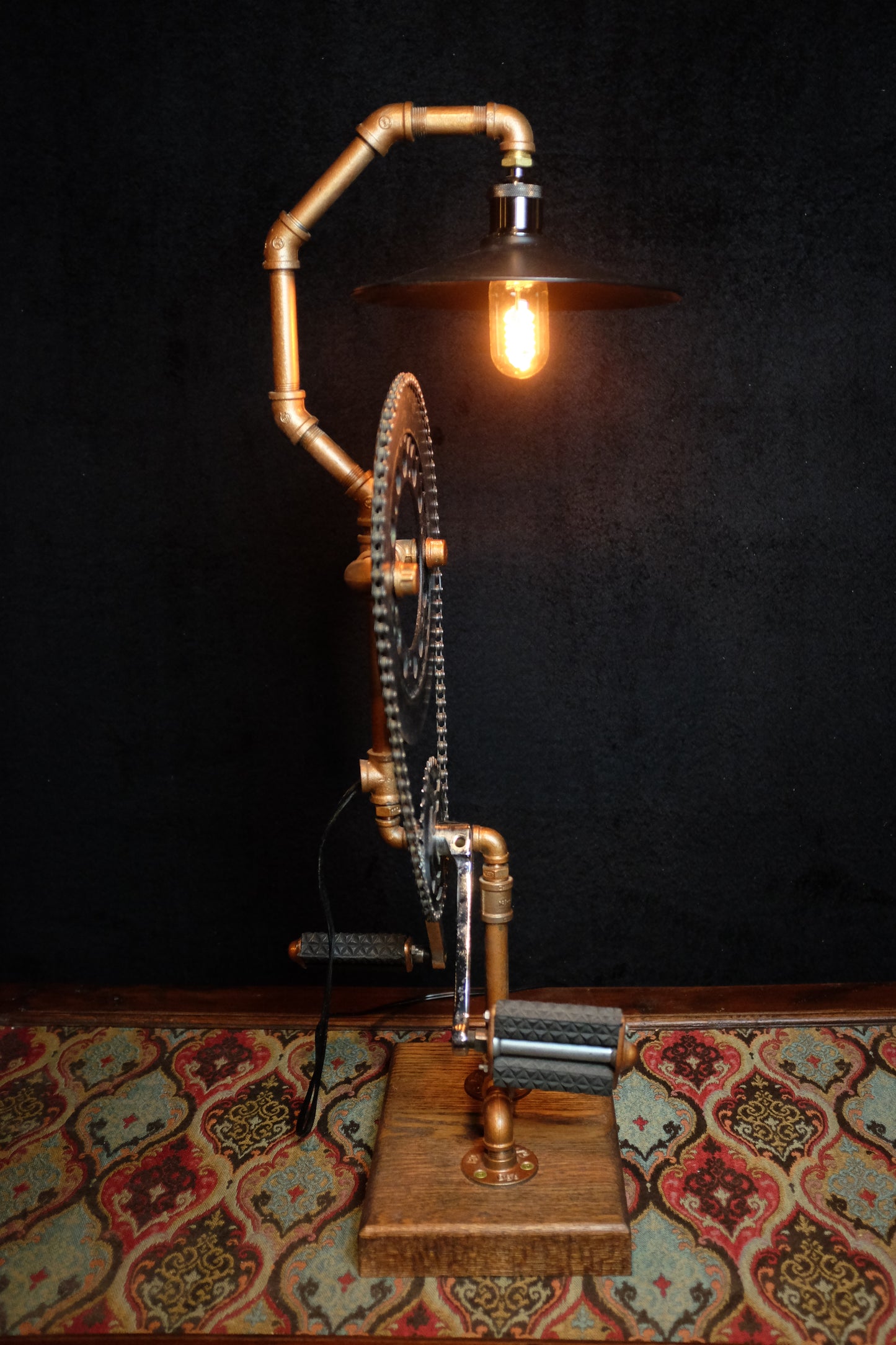 Bicycle Sprocket & Pedals / Brake Rotor Cast Iron Pipe Lamp