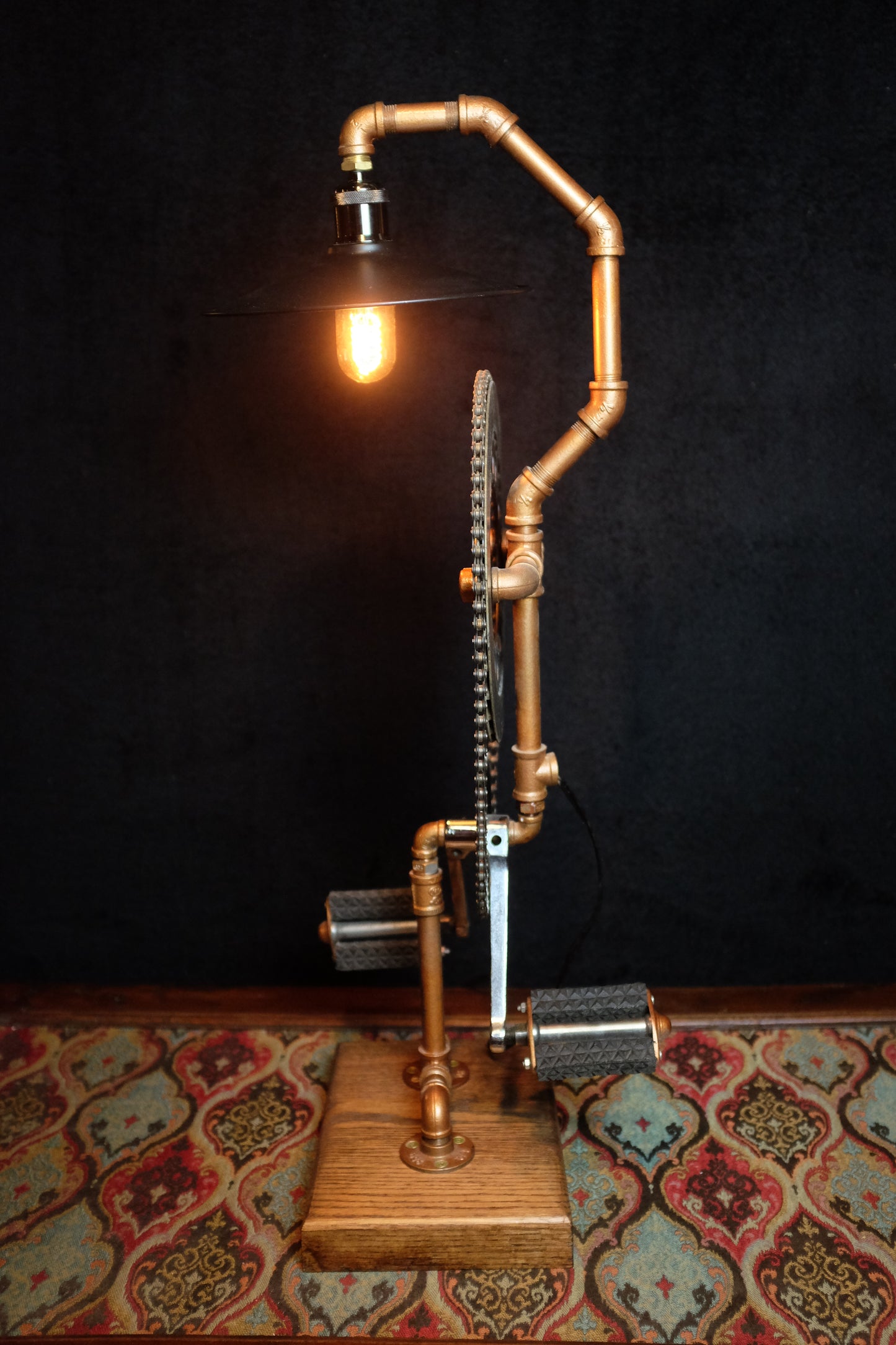 Bicycle Sprocket & Pedals / Brake Rotor Cast Iron Pipe Lamp