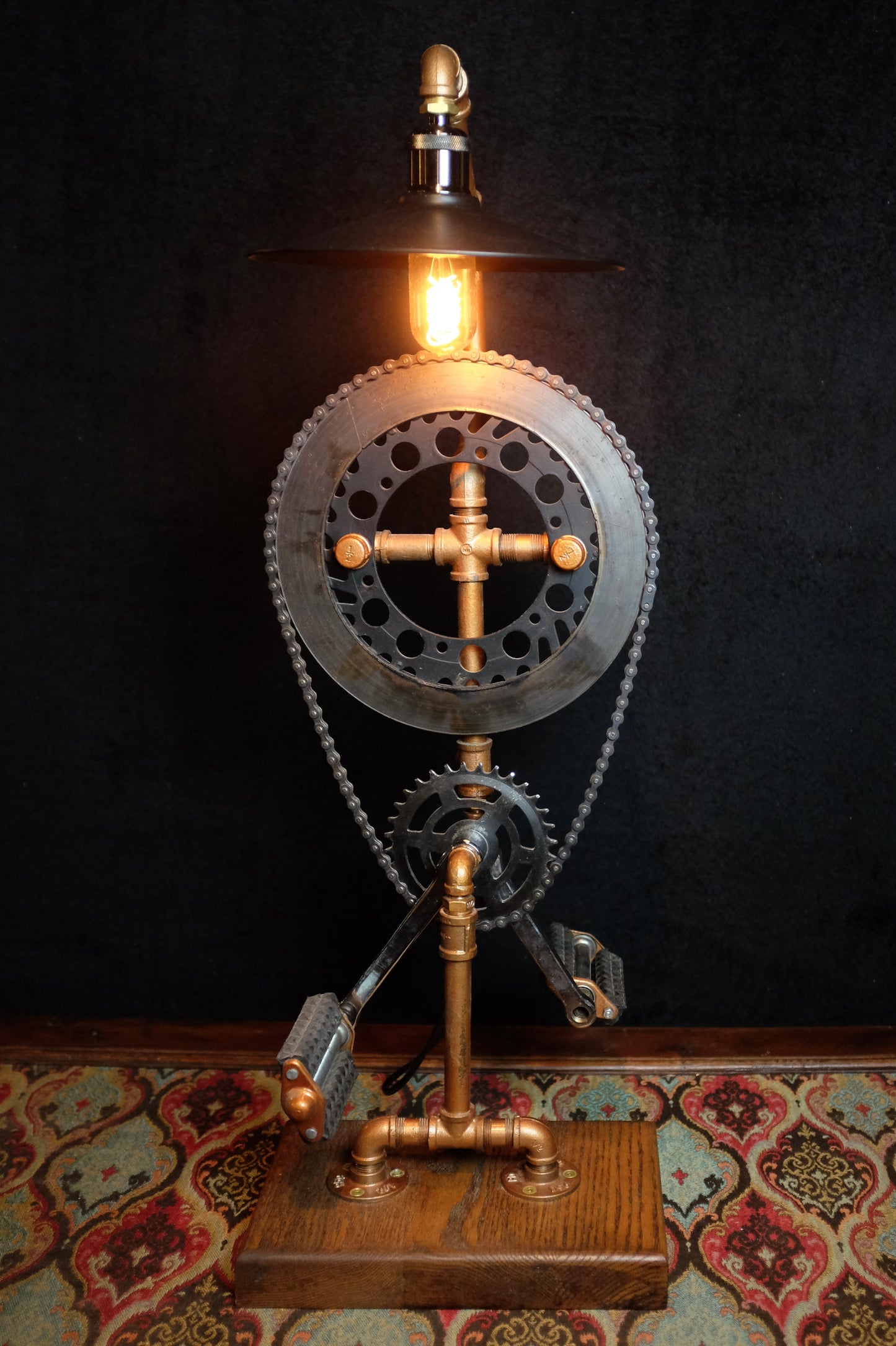 Bicycle Sprocket & Pedals / Brake Rotor Cast Iron Pipe Lamp