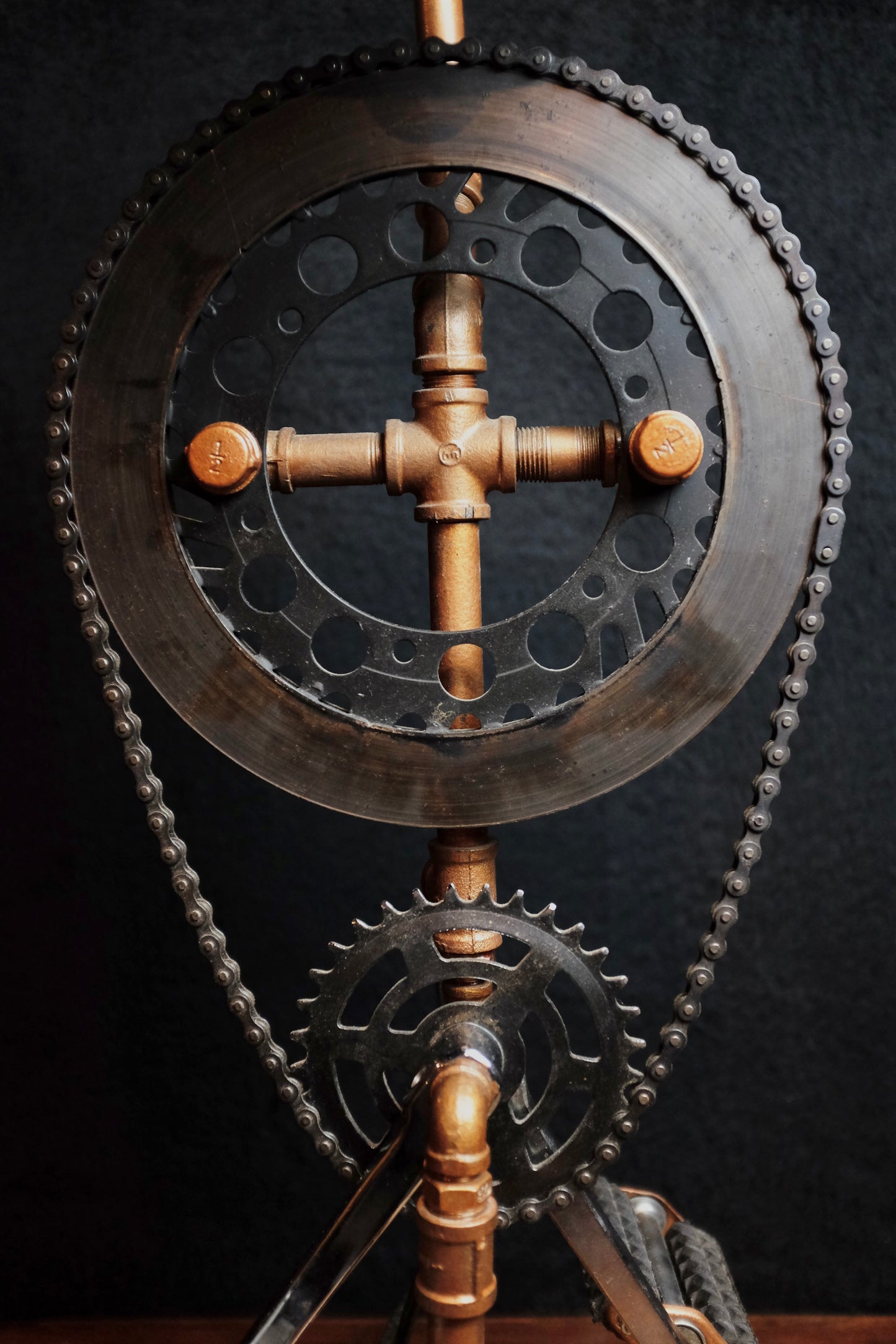 Bicycle Sprocket & Pedals / Brake Rotor Cast Iron Pipe Lamp