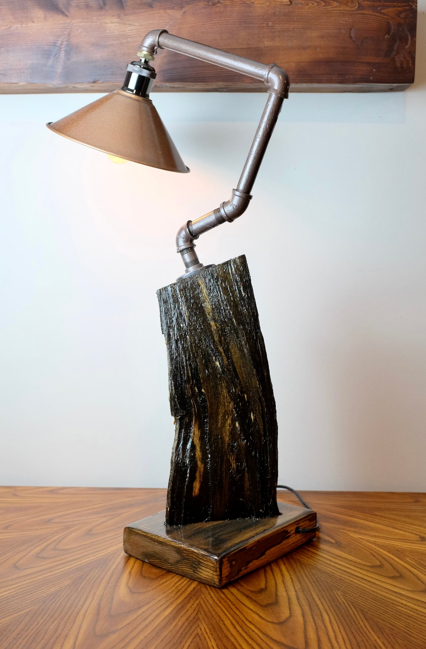 Oak Firewood Table Lamp