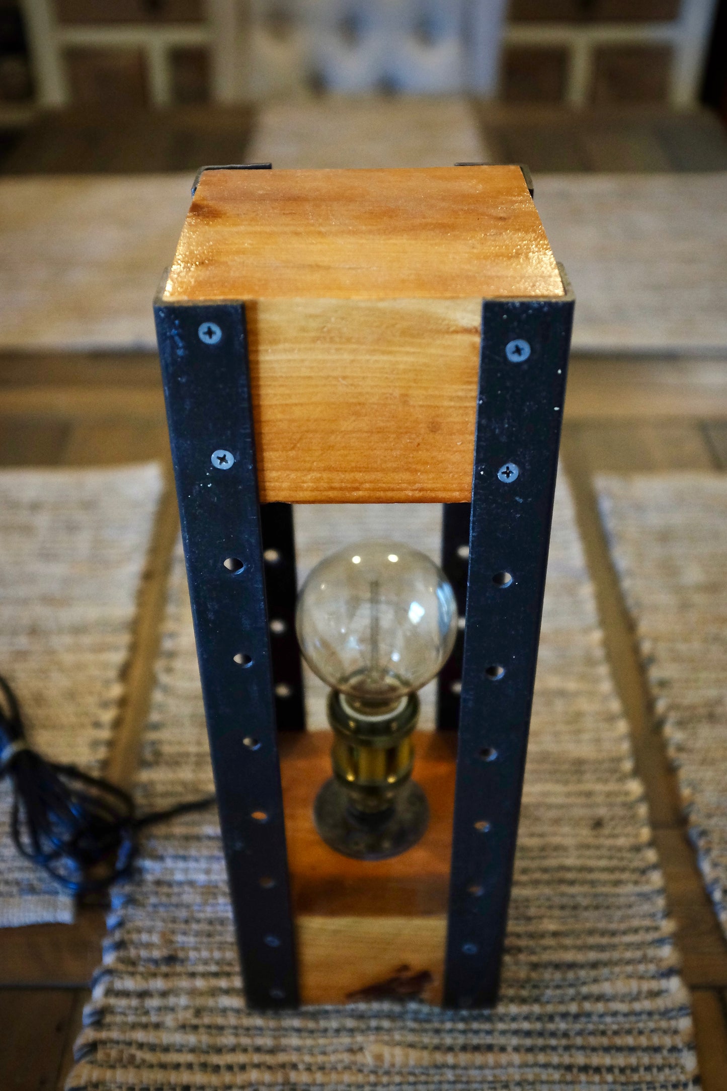 Industrial Style Table Lamp ft. Reclaimed Slow Growth Pine